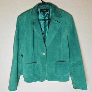 Alfani suede leather blazer teal green XL